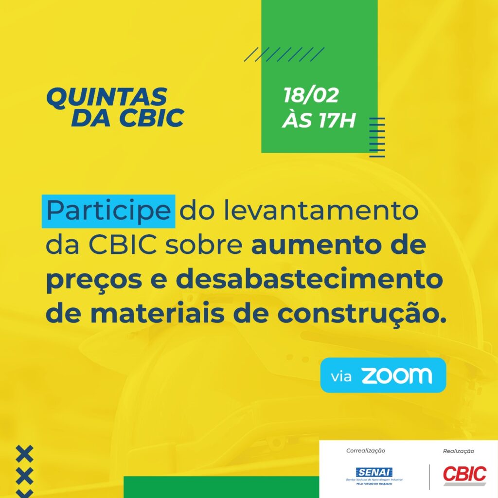 Sinapi revela persistência do aumento dos materiais de construção - CBIC –  Câmara Brasileira da Industria da Construção